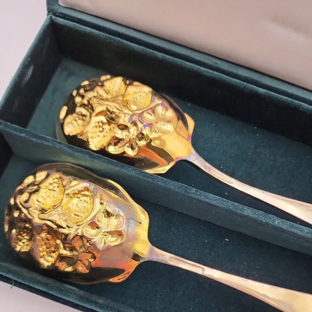 Neiman Marcus Godinger Silver‎ Art Company Ltd. Strawberry Service Spoon Box Set